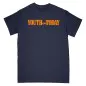 Mobile Preview: Front view - YOUTH OF TODAY 'We're Not In This Alone' Design on navy blue t-shirt