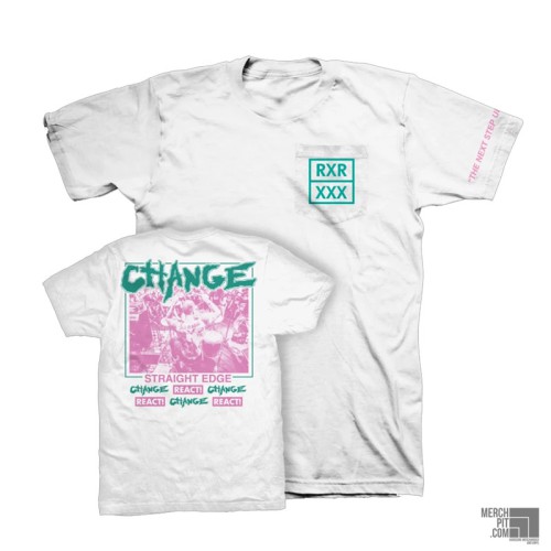 CHANGE ´Straight Edge´ - White Pocket T-Shirt - Pink & Green Variant