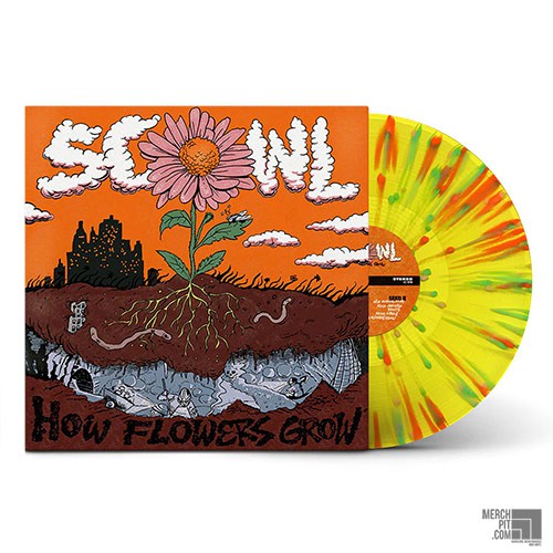 SCOWL ´How Flowers Grow´ Yellow w/ Green & Orange Splatter Vinyl