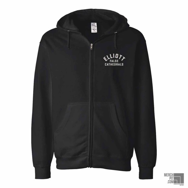 ELLIOTT ´False Cathedrals´ - Black Zipper Hooded Sweatshirt​ - Front