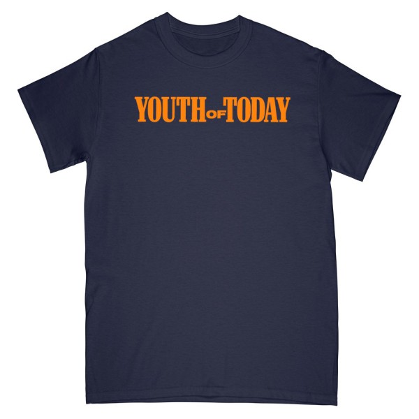Front view  - YOUTH OF TODAY 'We're Not In This Alone' Design on navy blue t-shirt